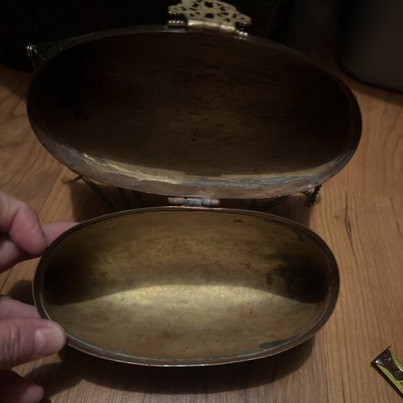 Vtg Brass Pillow Purse Square Copper Art Deco Handbag Chain Shoulder Strap Latch - Picture 7 of 15